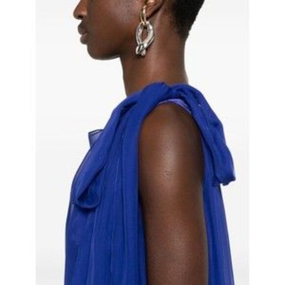 Alberta Ferretti Blue Trousers With Flowing Overlay - NWT - Picture 2 of 5